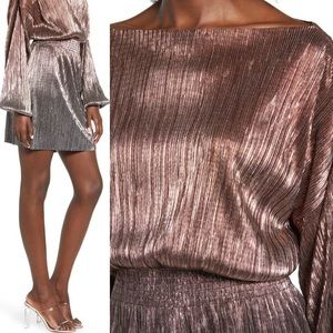 Topshop Idol Metallic plissé minidress
